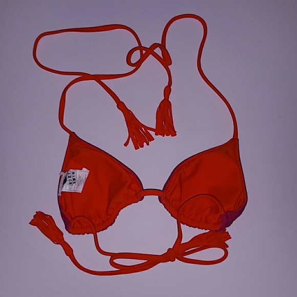 CUTE REVERSIBLE STRING BIKINI TOP TASSELS ROXY EUC - Picture 3 of 5